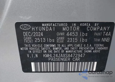 2025 Hyundai Sonata Se из США, поврежденный, VIN KMHL24JAXSA472947